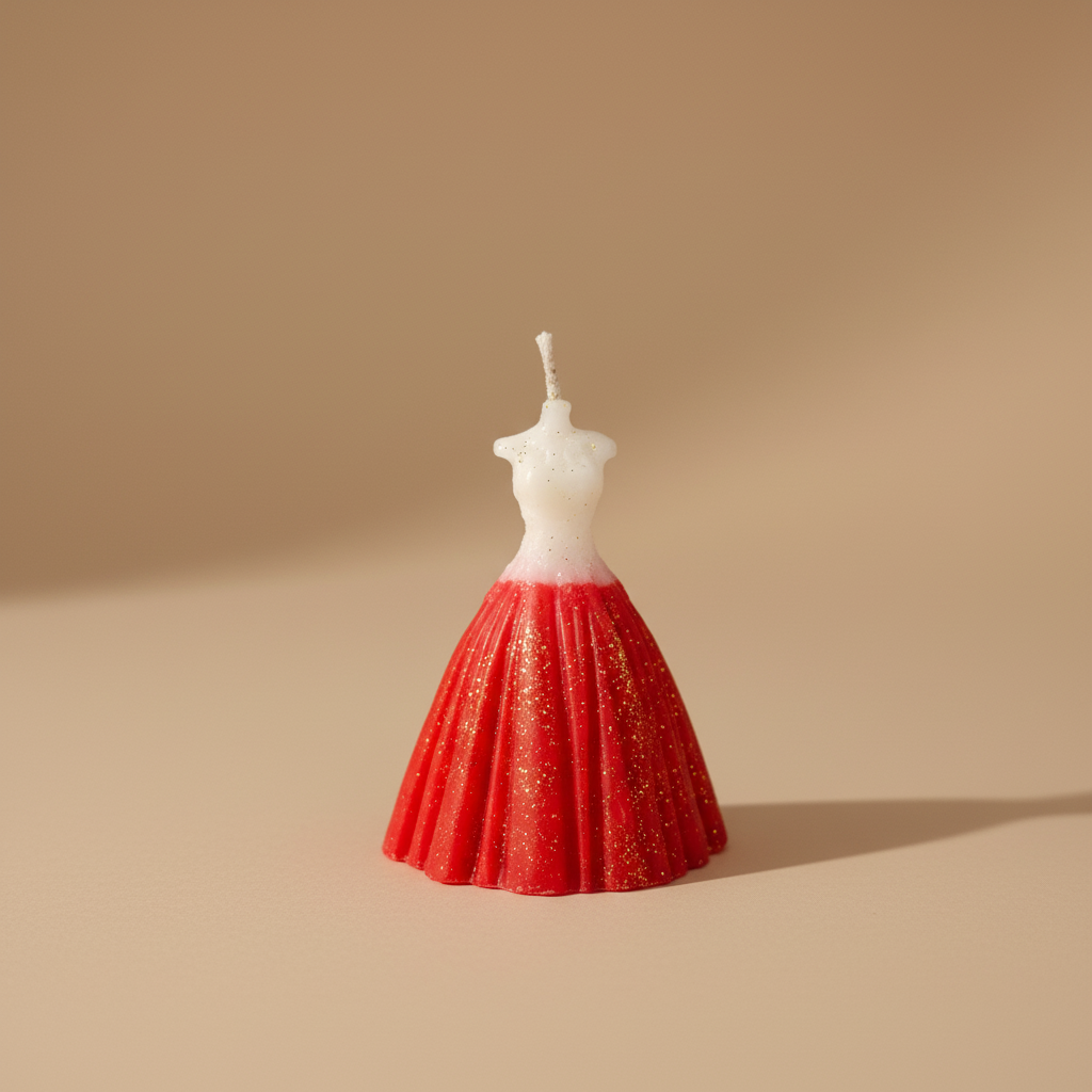 Red Cute Yellow Doll Design Decorative Candle | Pack of 1