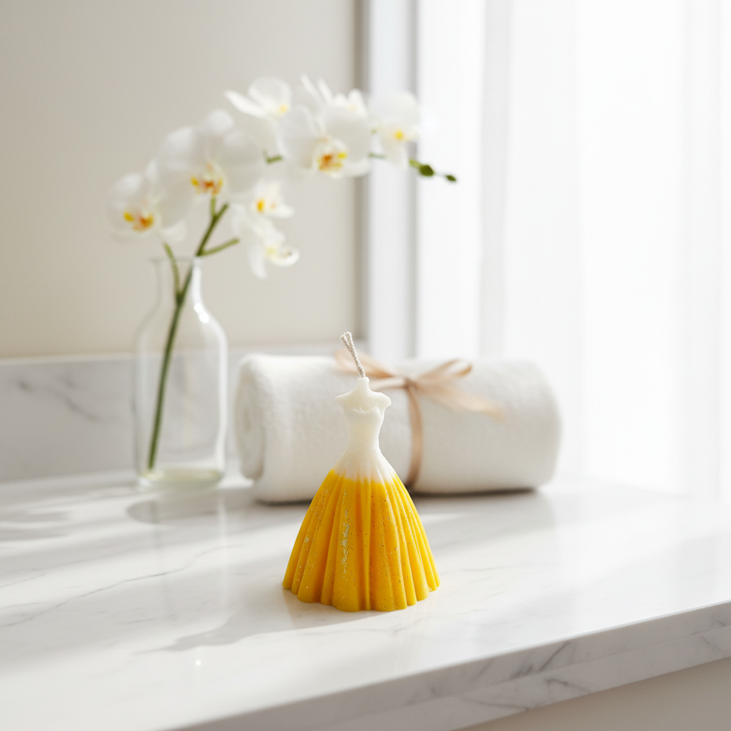 Cute Yellow Doll Design Decorative Candle | Pack of 1