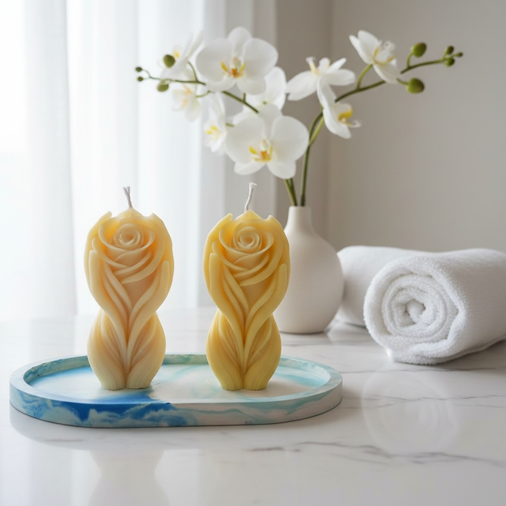 Rose in Hand Candle