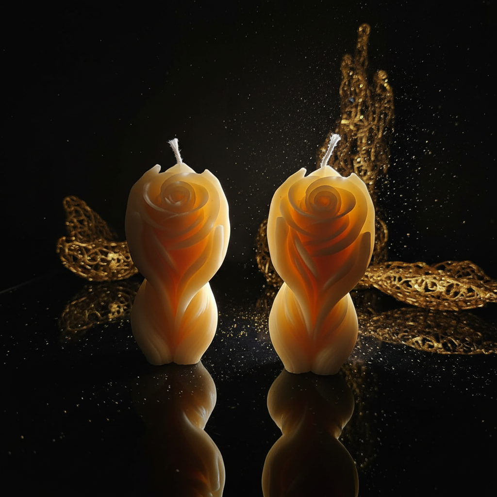 Rose in Hand Candle