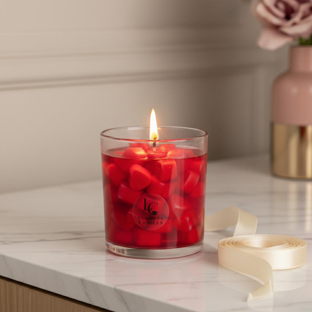 Heart shaped jar candle