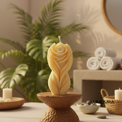Rose in Hand Candle