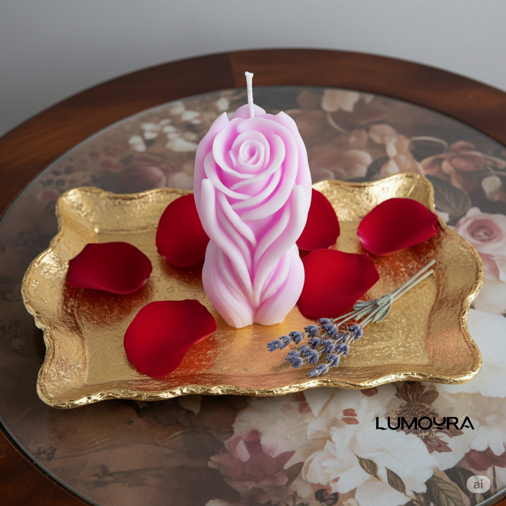 Rose in Hand Candle